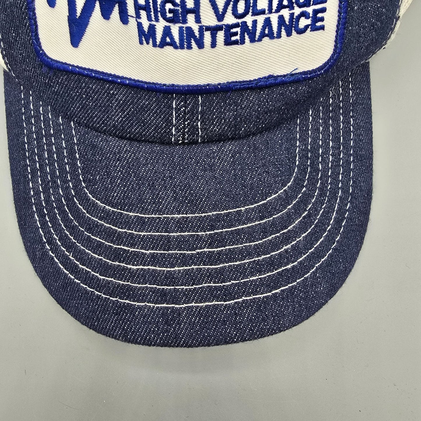 Vintage 1980s HVM High Voltage Maintenance Denim Trucker Hat (OSFA) *Damaged