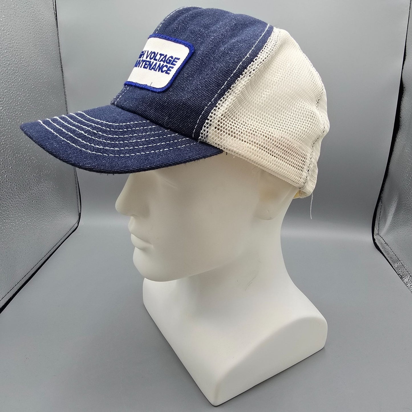 Vintage 1980s HVM High Voltage Maintenance Denim Trucker Hat (OSFA) *Damaged