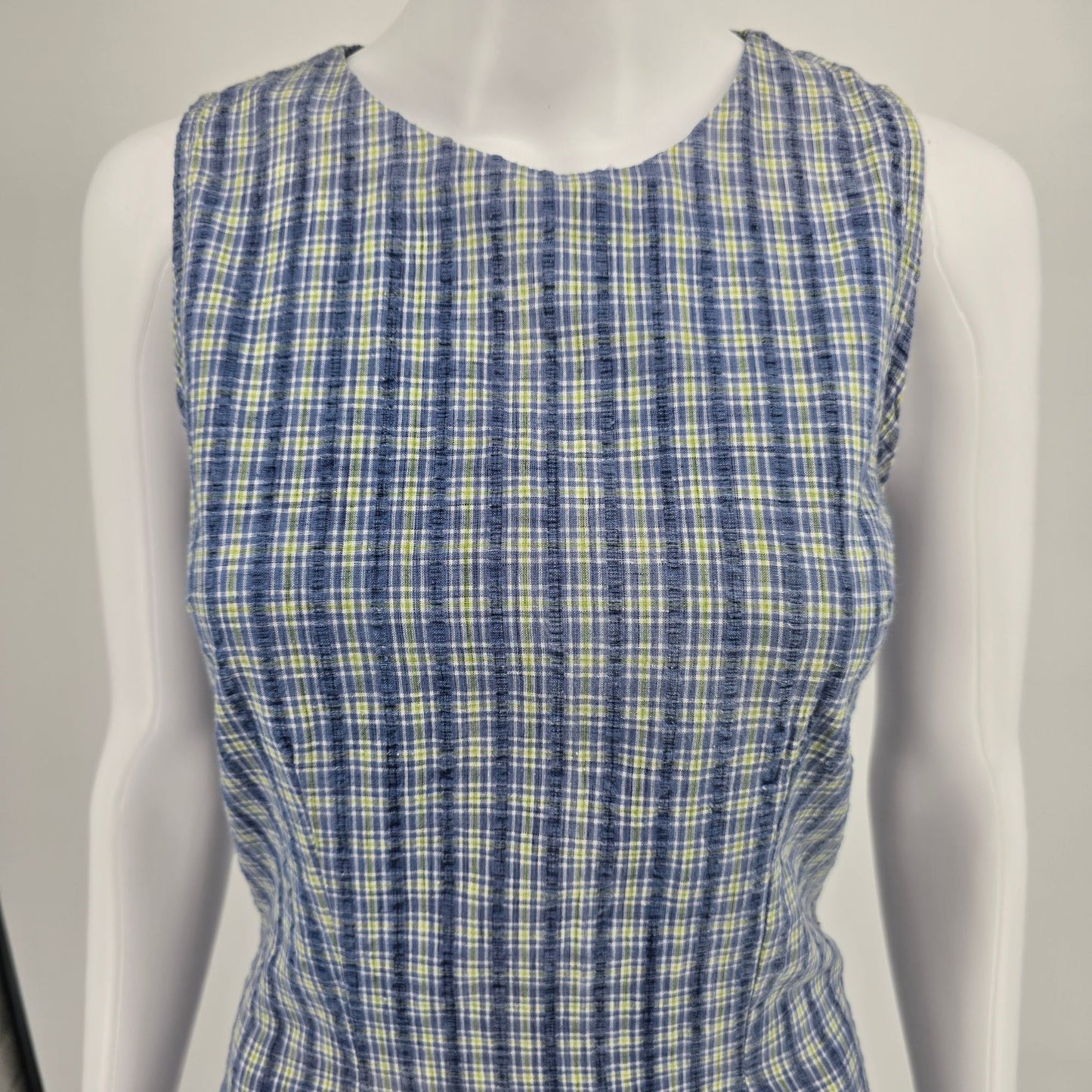 Vintage 1990s Tart Cotton Plaid Made in USA Sleeveless Shift Dress (XS/2)