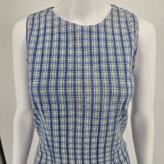 Vintage 1990s Tart Cotton Plaid Made in USA Sleeveless Shift Dress (XS/2)