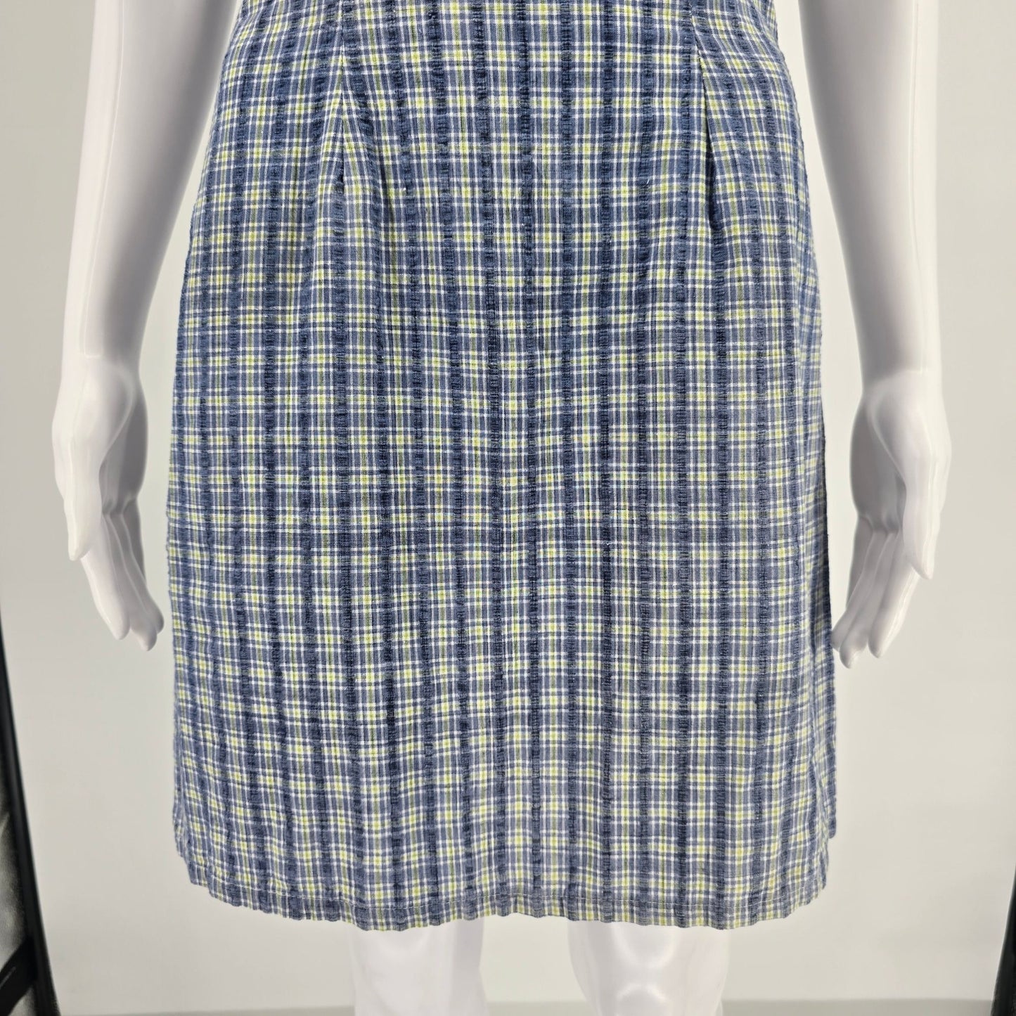 Vintage 1990s Tart Cotton Plaid Made in USA Sleeveless Shift Dress (XS/2)