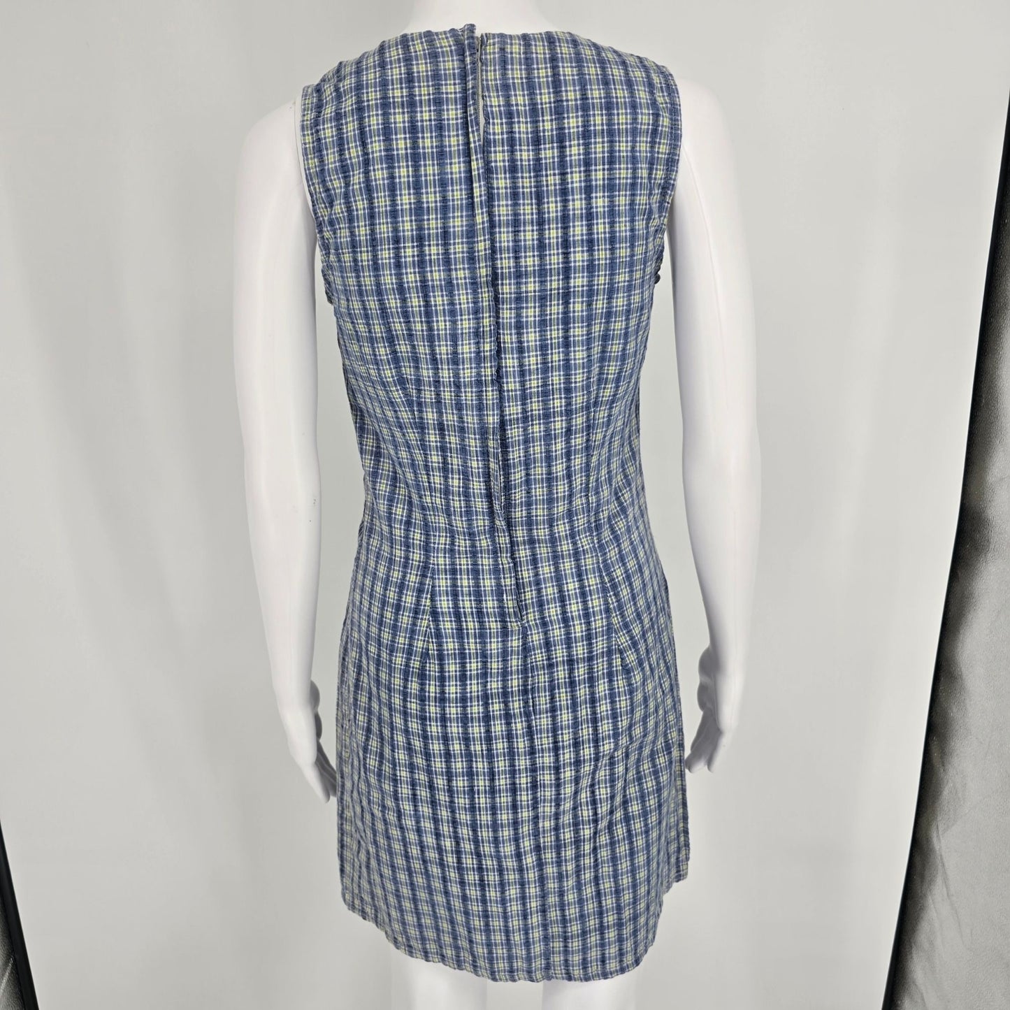 Vintage 1990s Tart Cotton Plaid Made in USA Sleeveless Shift Dress (XS/2)