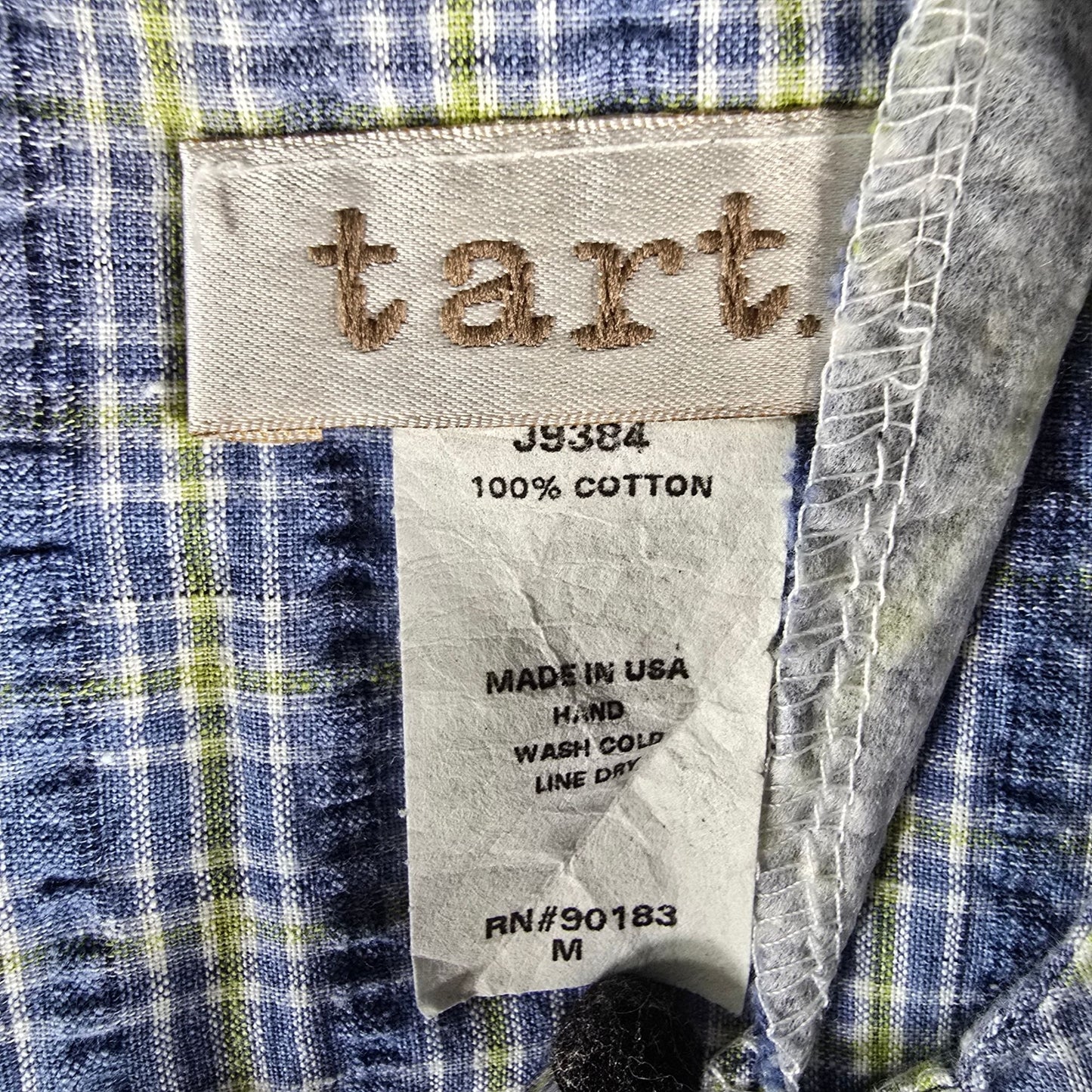 Vintage 1990s Tart Cotton Plaid Made in USA Sleeveless Shift Dress (XS/2)