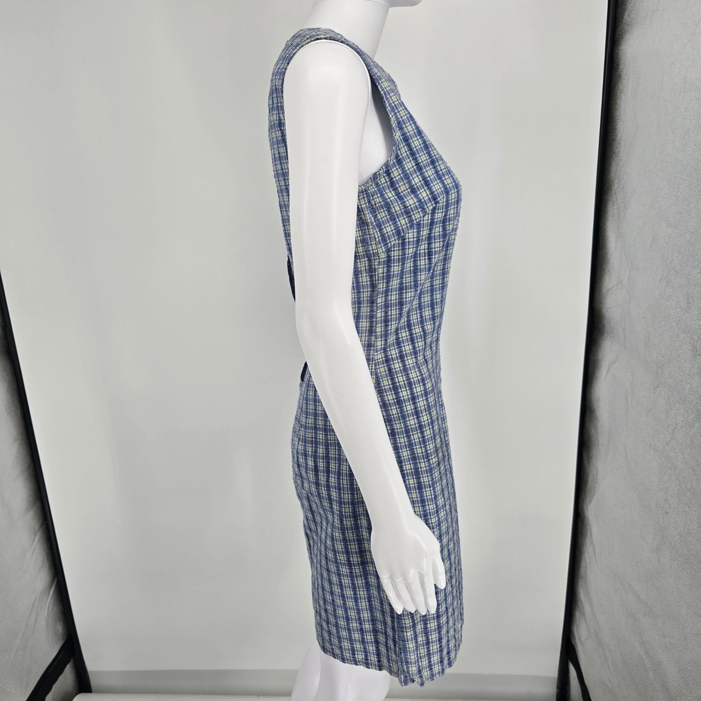Vintage 1990s Tart Cotton Plaid Made in USA Sleeveless Shift Dress (XS/2)