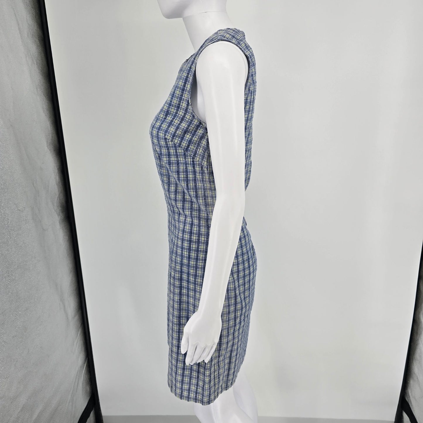 Vintage 1990s Tart Cotton Plaid Made in USA Sleeveless Shift Dress (XS/2)