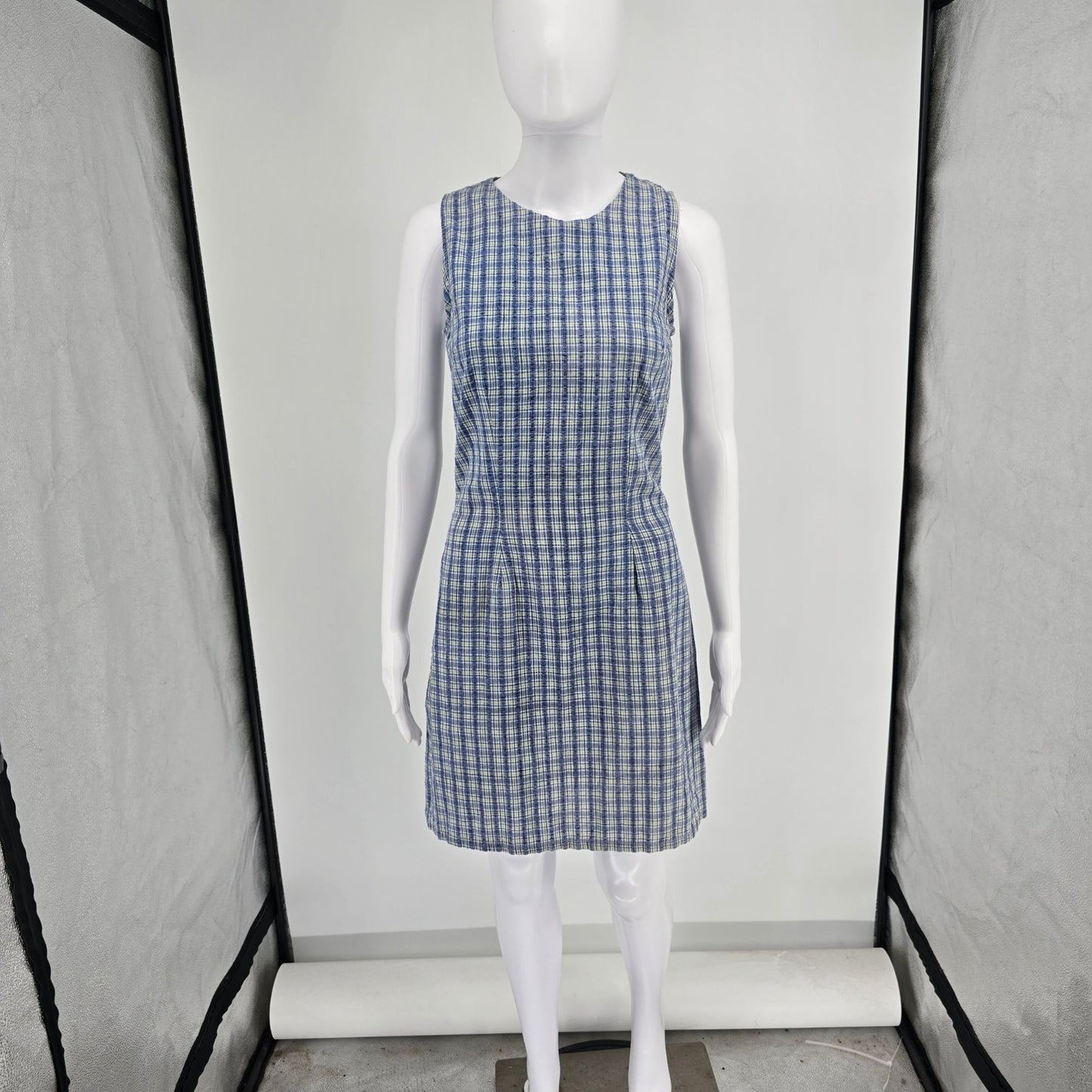 Vintage 1990s Tart Cotton Plaid Made in USA Sleeveless Shift Dress (XS/2)