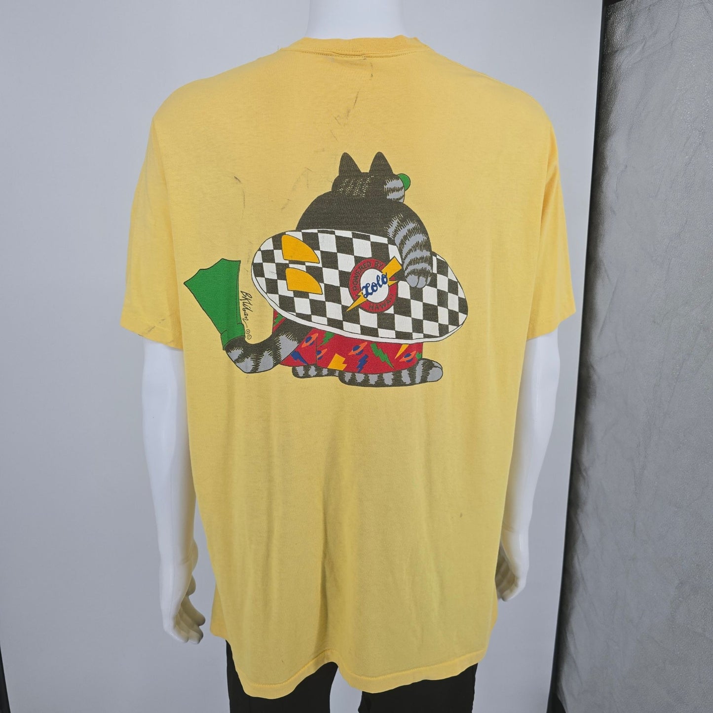 Vintage 1980s Crazy Shirts Hawaii B. Kliban Lolo Beer Surfer Cat T-Shirt (XL)