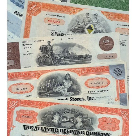 Assorted 1950s-1980s Stock Certificates (Priced per certificate)