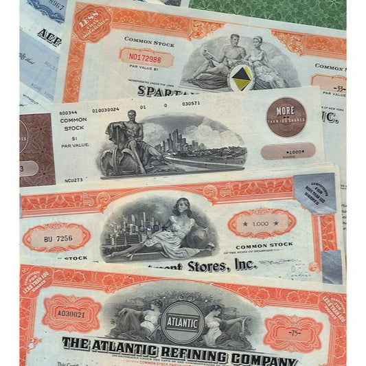 Assorted 1950s-1980s Stock Certificates (Priced per certificate)
