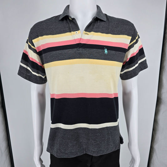 Vintage 1990s Knights of the Round Table Striped Rayon Blend Polo Shirt