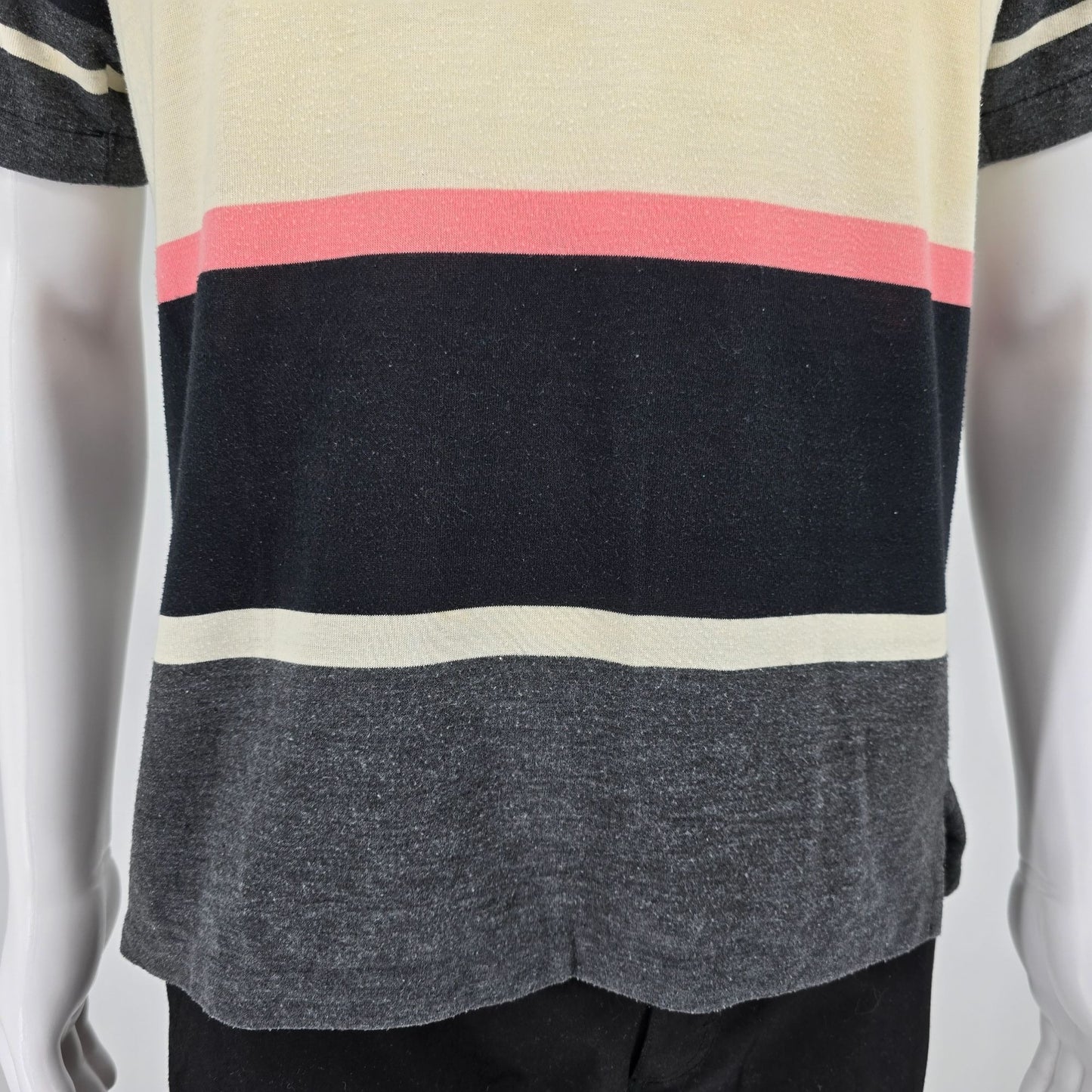 Vintage 1990s Knights of the Round Table Striped Rayon Blend Polo Shirt
