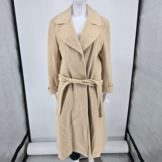 Vintage 1970s Briarlee New York Union Made Camel-Tone Belted Wrap Coat (Large)