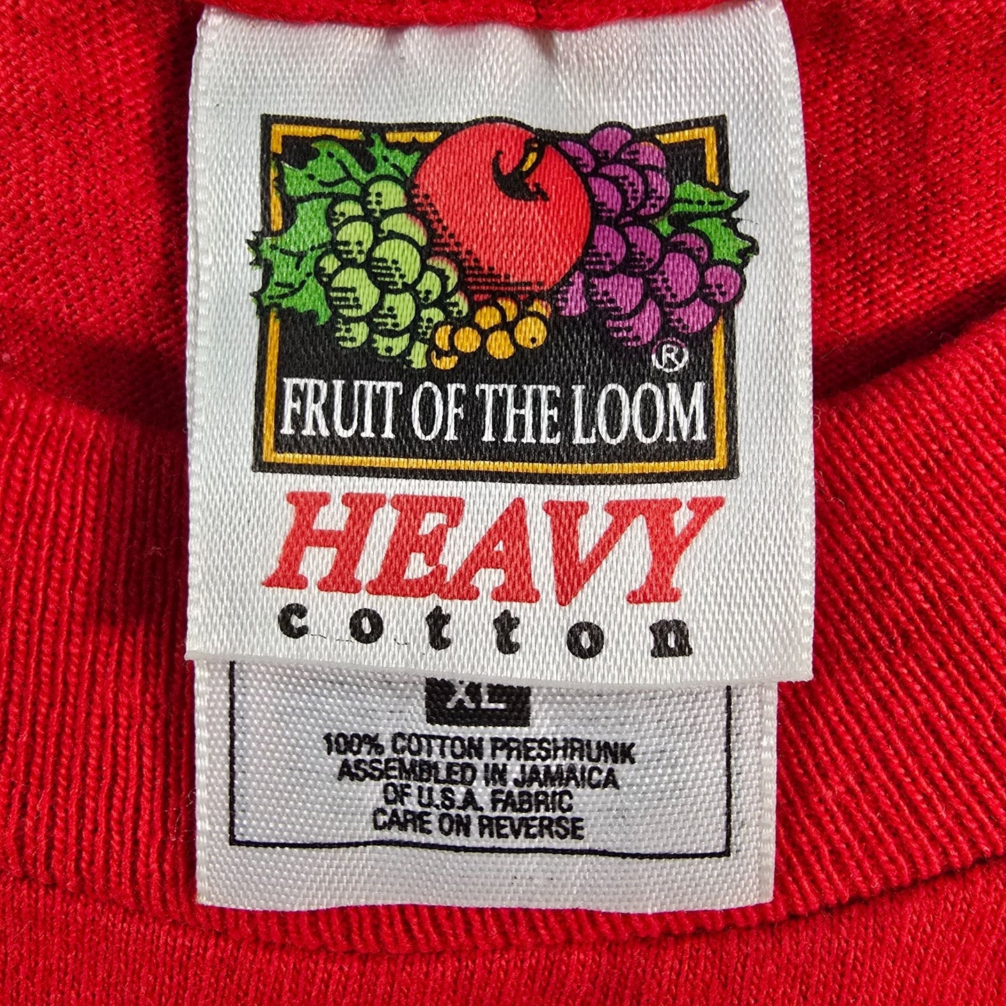 Vintage 1990s Fruit of the Loom Heavy Cotton Heavyweight Blank Red T-Shirt -L/XL