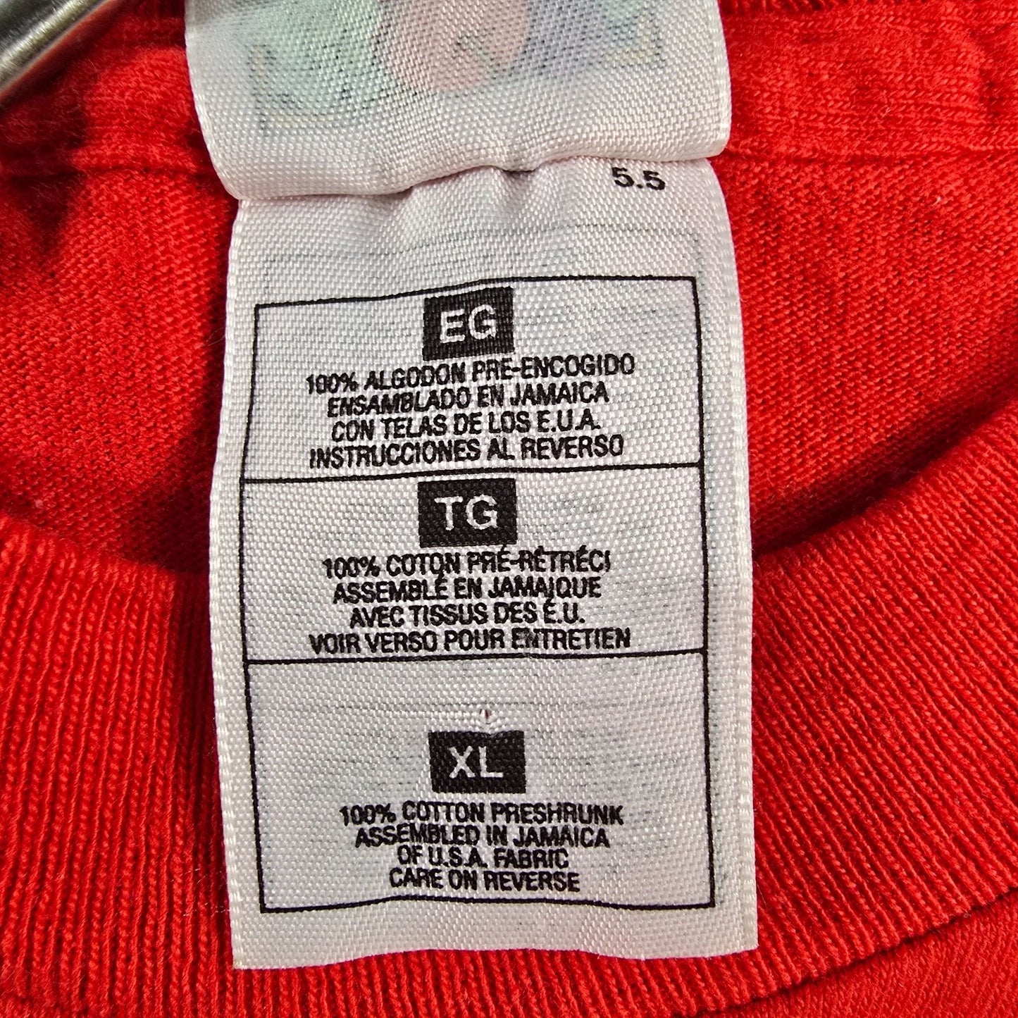 Vintage 1990s Fruit of the Loom Heavy Cotton Heavyweight Blank Red T-Shirt -L/XL