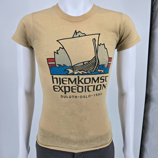 RARE Vintage 1982 Hjemkomst Expedition Duluth to Oslo Viking Ship T-Shirt (XS)