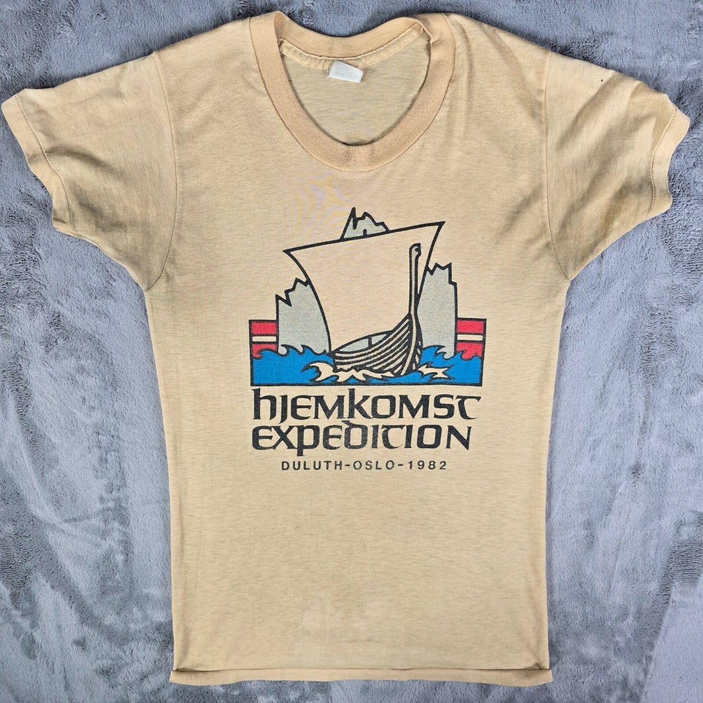 RARE Vintage 1982 Hjemkomst Expedition Duluth to Oslo Viking Ship T-Shirt (XS)