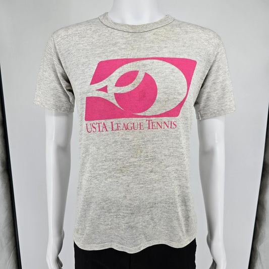 Vintage 1980s Russell Athletic USTA League Tennis Heather Gray T-Shirt (M)