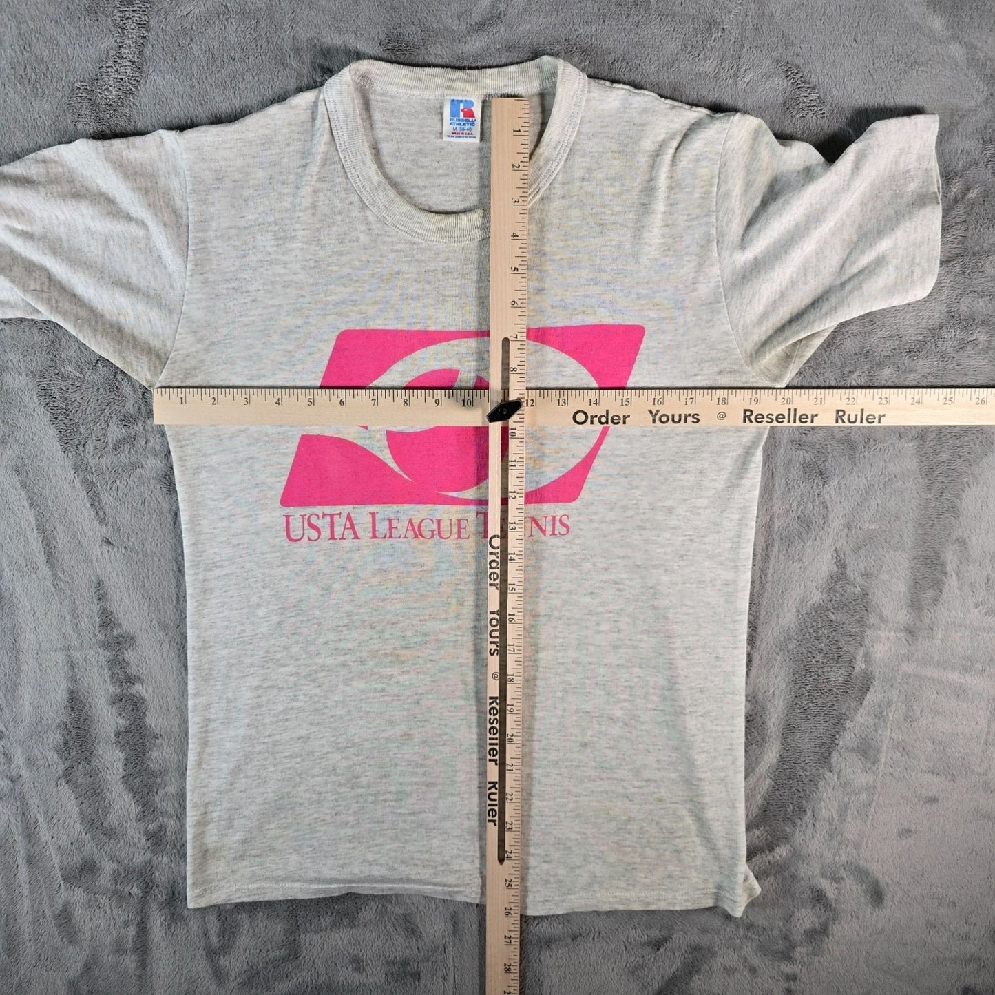 Vintage 1980s Russell Athletic USTA League Tennis Heather Gray T-Shirt (M)