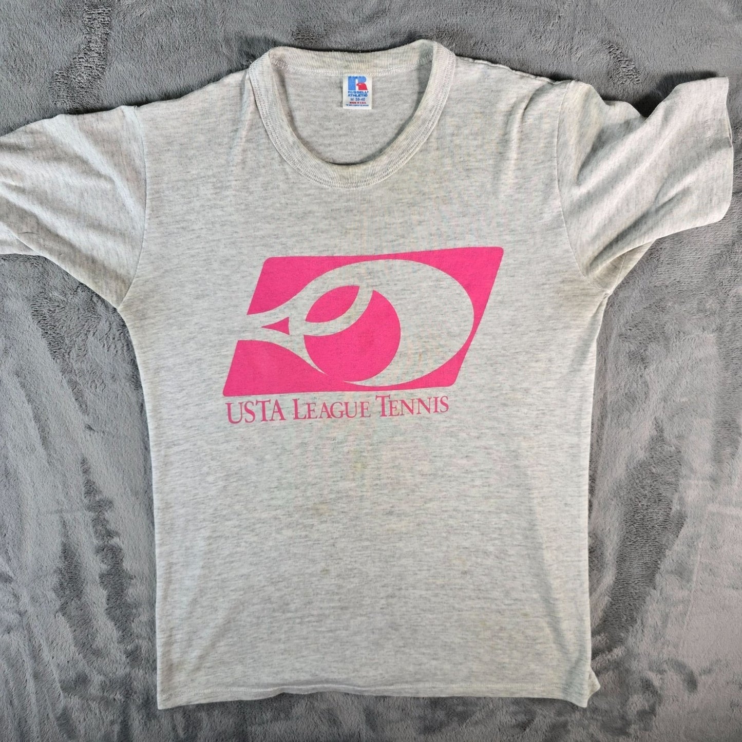 Vintage 1980s Russell Athletic USTA League Tennis Heather Gray T-Shirt (M)