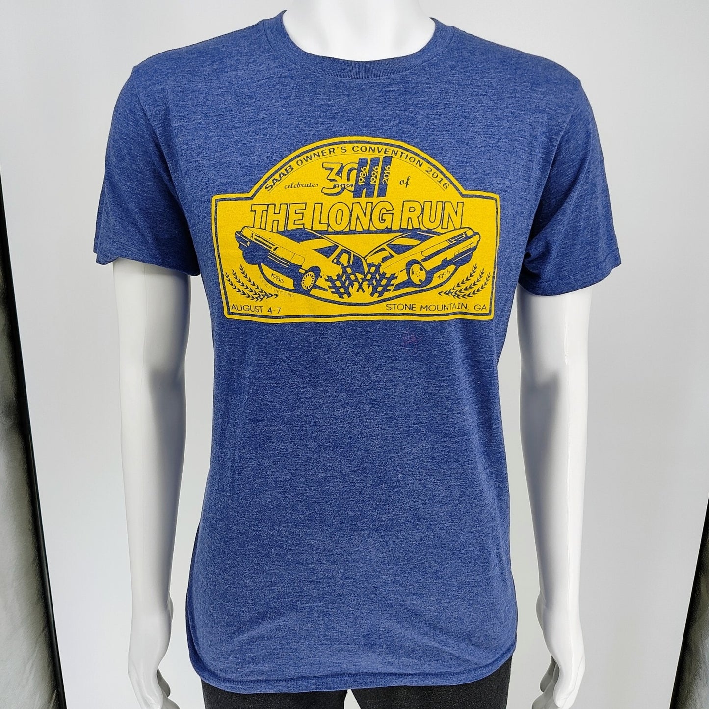 Saab Owner's Convention 2016 Stone Mount, GA The Long Run Graphic T-Shirt (M)