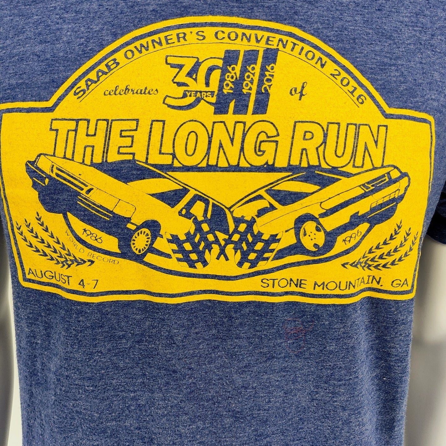 Saab Owner's Convention 2016 Stone Mount, GA The Long Run Graphic T-Shirt (M)