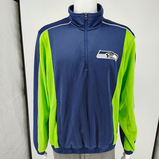 NFL G-III Apparel Seattle Seahawks Quarter-Zip Blue/Green Pullover Jacket (L)