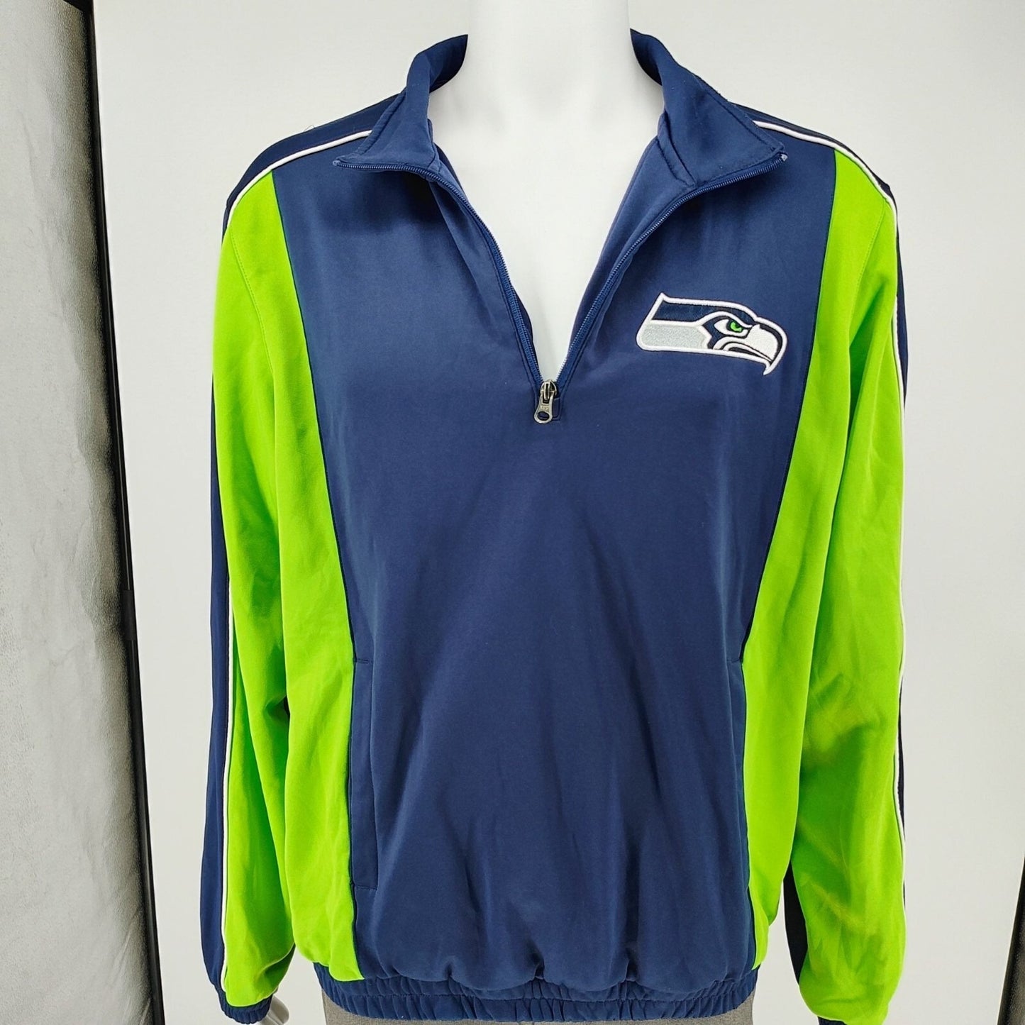 NFL G-III Apparel Seattle Seahawks Quarter-Zip Blue/Green Pullover Jacket (L)