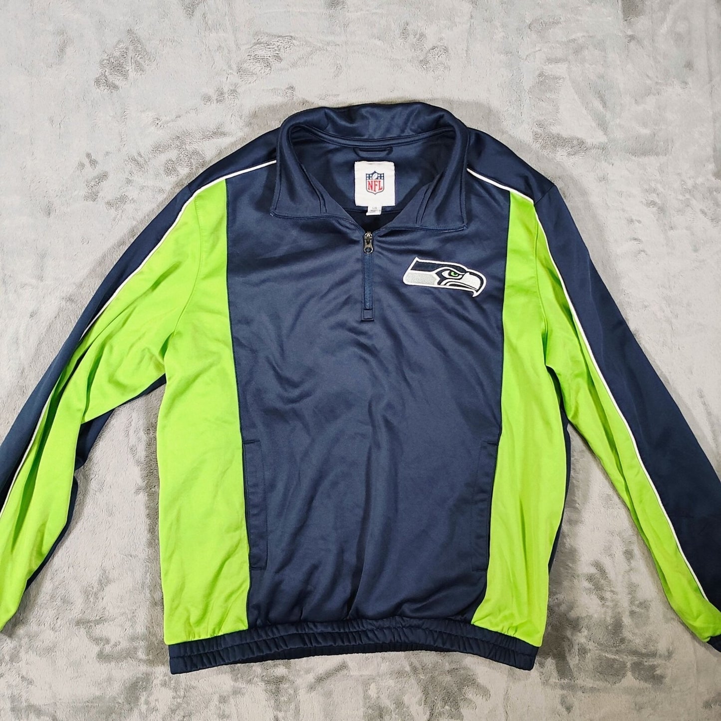 NFL G-III Apparel Seattle Seahawks Quarter-Zip Blue/Green Pullover Jacket (L)