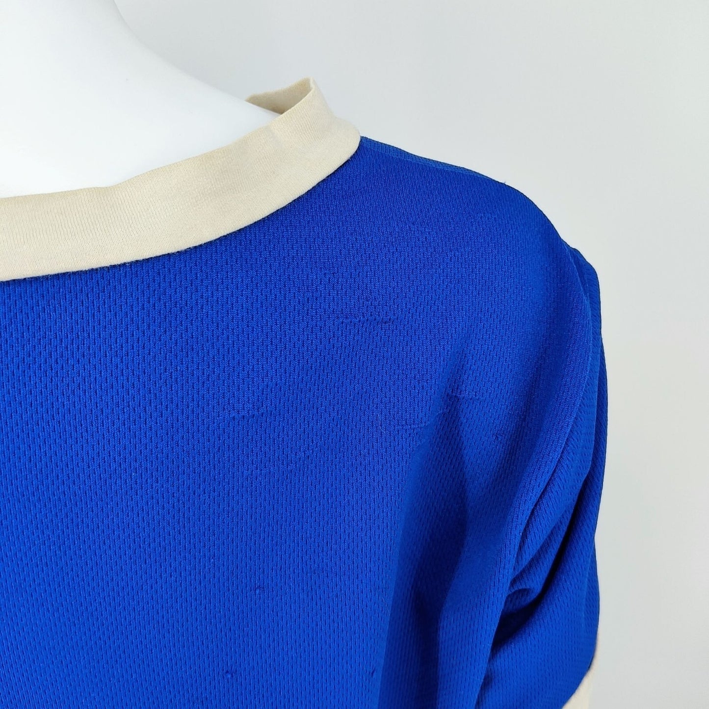 JC Fits "Game Over 00" Blue & White Crop Top Mesh Football Jersey (XL) *Flawed