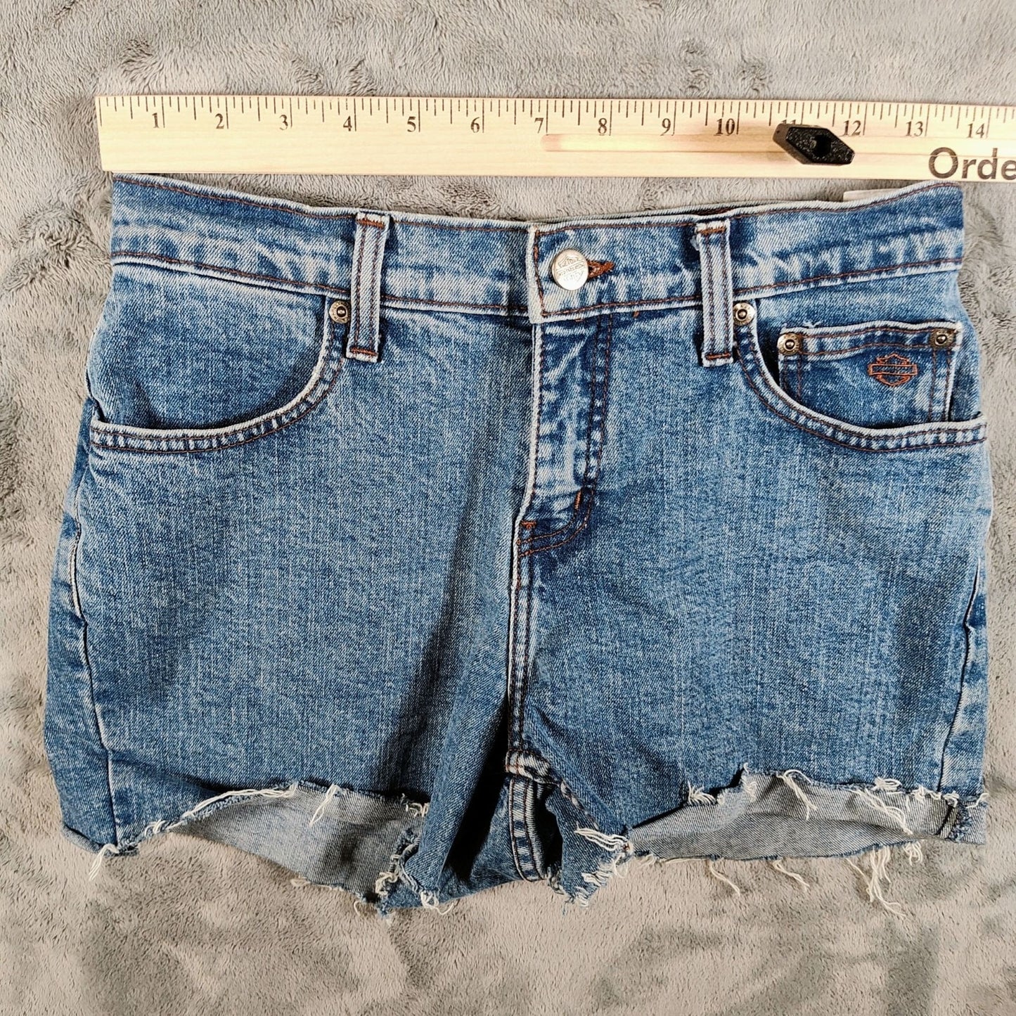 Harley-Davidson 2005 Womens DIY Cut Off Frayed Hem Denim Jean Shorts (Size 4P)