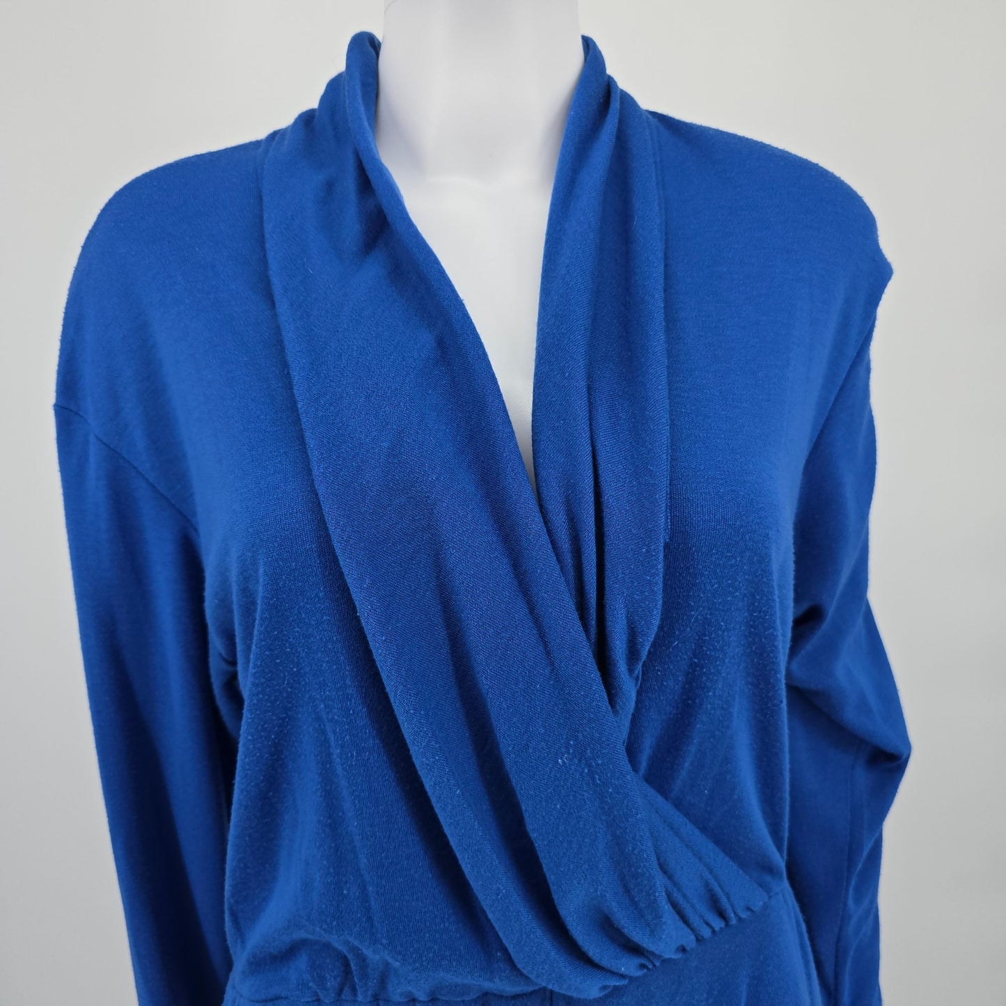 Vintage  1980s Petrina and Company Royal Blue Belted Surplice Dress (14/L)