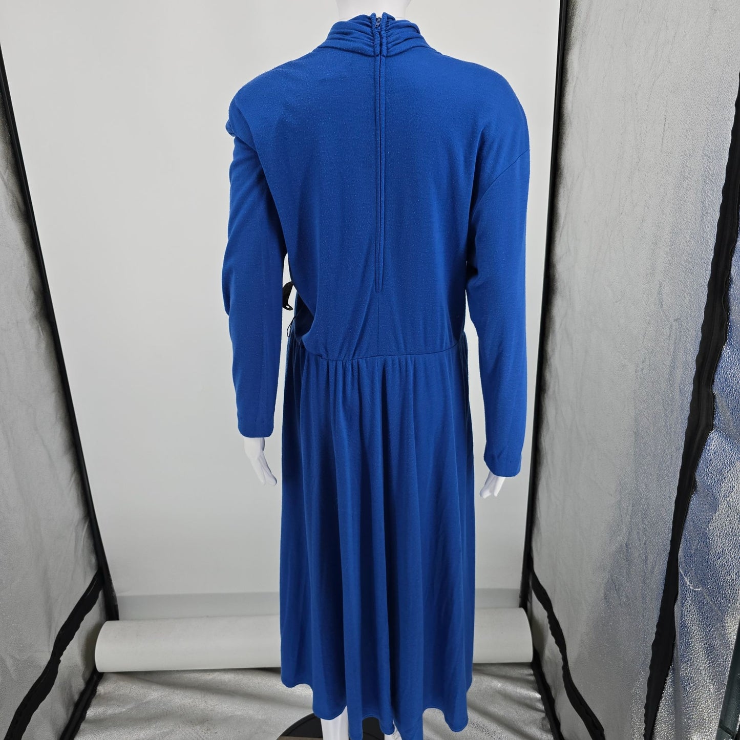 Vintage  1980s Petrina and Company Royal Blue Belted Surplice Dress (14/L)
