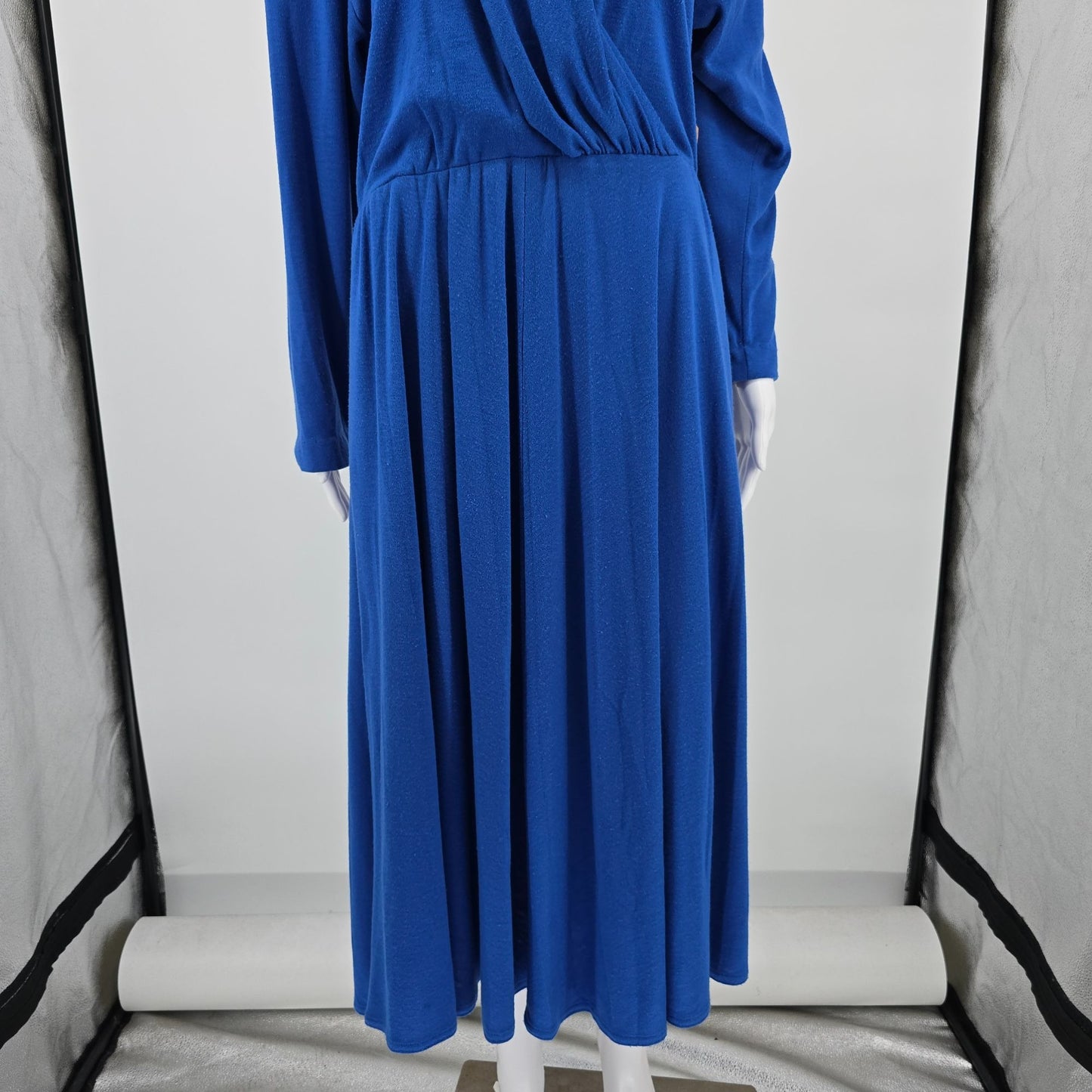 Vintage  1980s Petrina and Company Royal Blue Belted Surplice Dress (14/L)