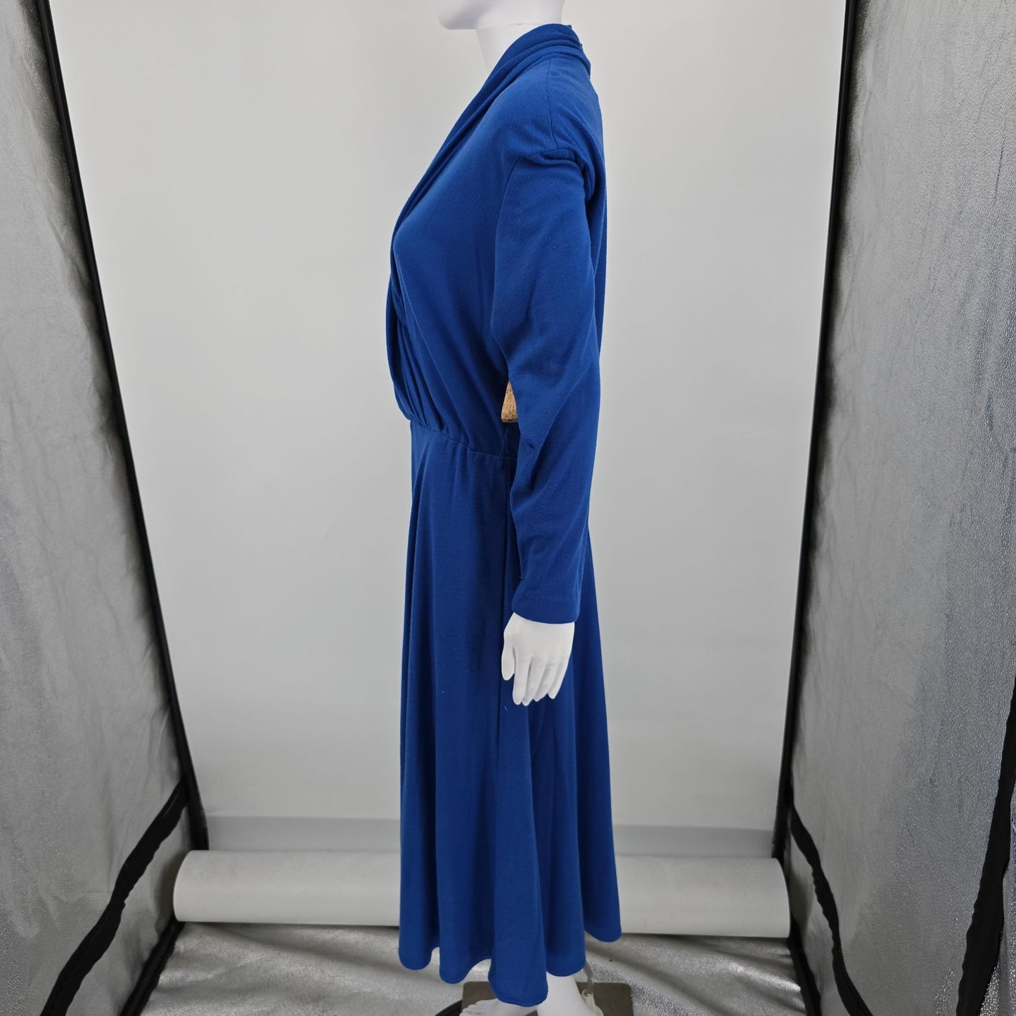 Vintage  1980s Petrina and Company Royal Blue Belted Surplice Dress (14/L)