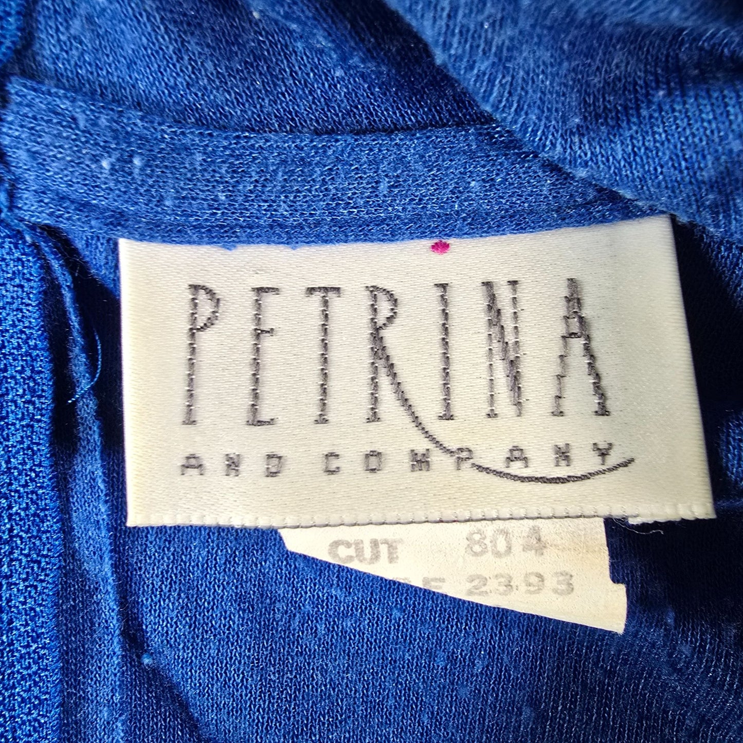 Vintage  1980s Petrina and Company Royal Blue Belted Surplice Dress (14/L)