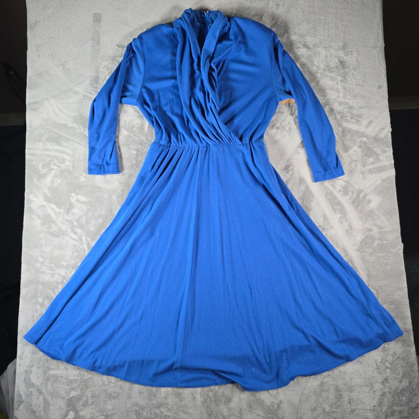 Vintage  1980s Petrina and Company Royal Blue Belted Surplice Dress (14/L)