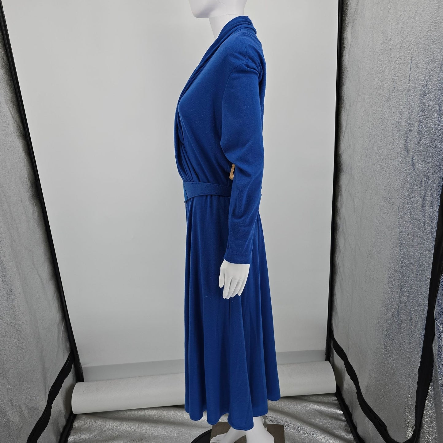 Vintage  1980s Petrina and Company Royal Blue Belted Surplice Dress (14/L)