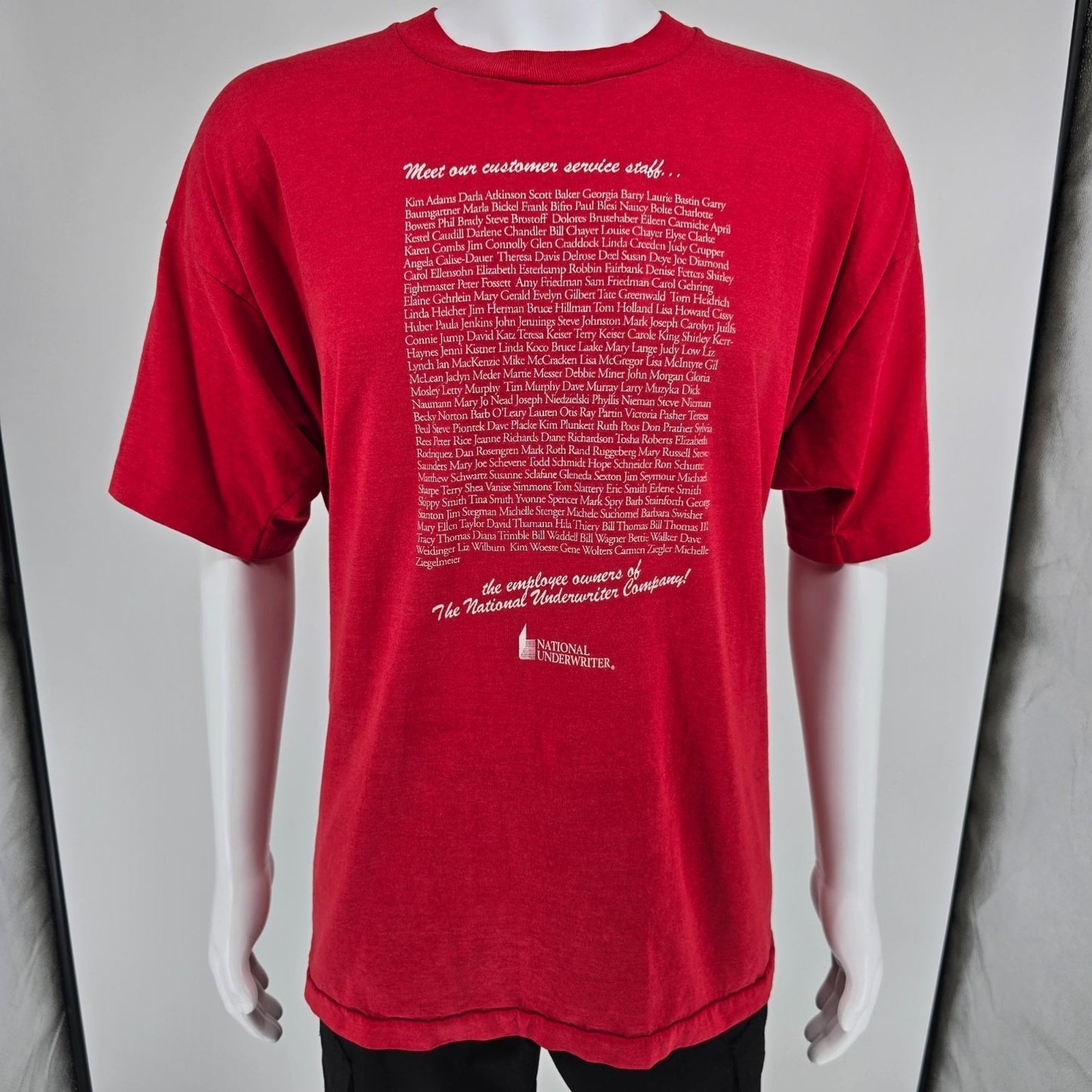 Vintage 1990s National Underwriter "An Employee Owned Company" Red T-Shirt (XXL)