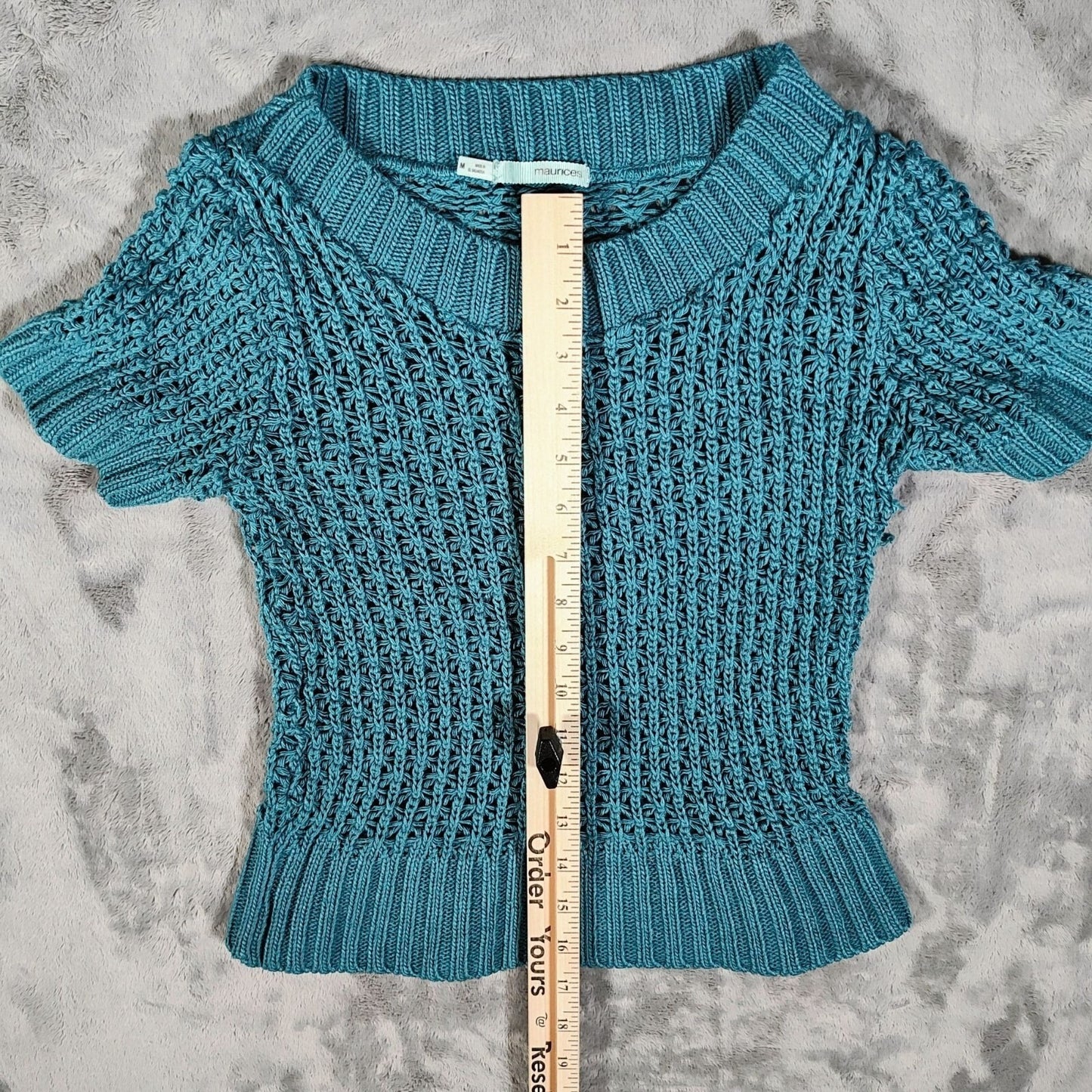 Maurices Girls Blue Open Knit Short-Sleeve Sweater (M)