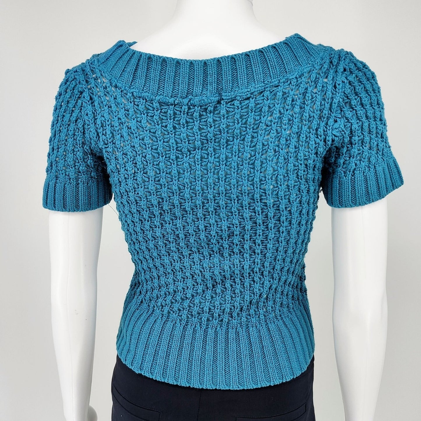 Maurices Girls Blue Open Knit Short-Sleeve Sweater (M)