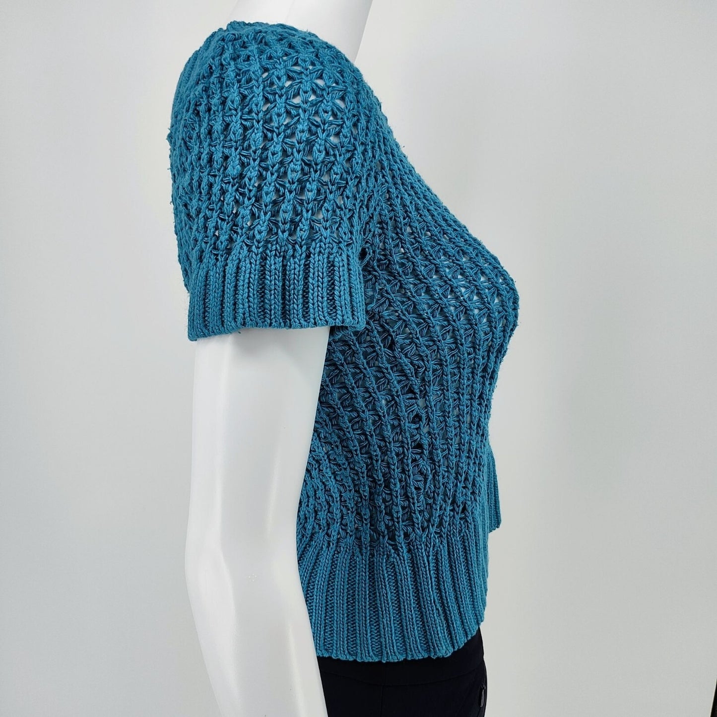 Maurices Girls Blue Open Knit Short-Sleeve Sweater (M)