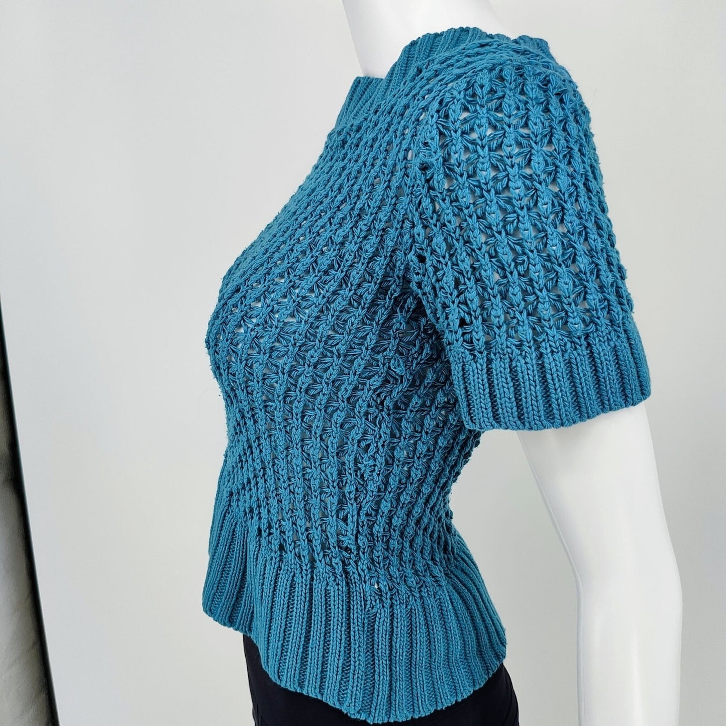 Maurices Girls Blue Open Knit Short-Sleeve Sweater (M)