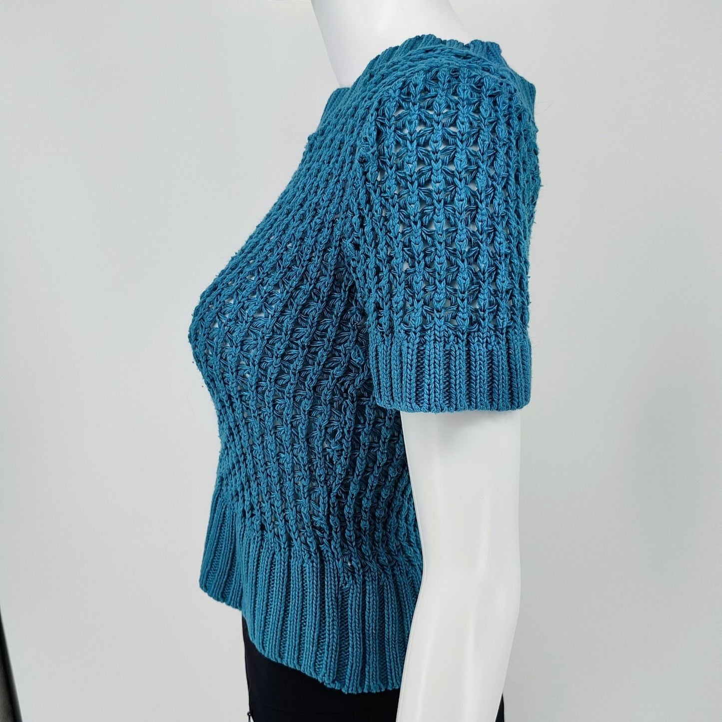 Maurices Girls Blue Open Knit Short-Sleeve Sweater (M)