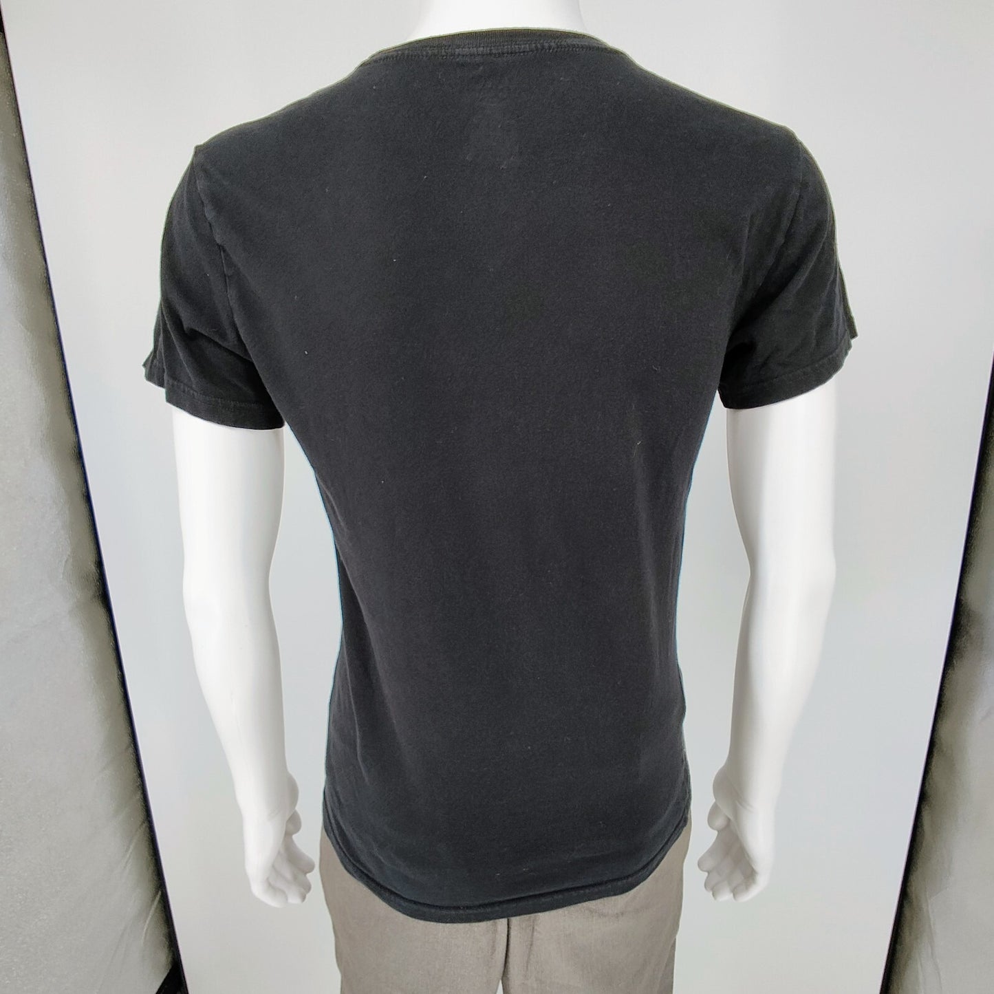 Polo Ralph Lauren Classic Fit Black Crew Neck T-Shirt Red Pony Hem Logo (M)