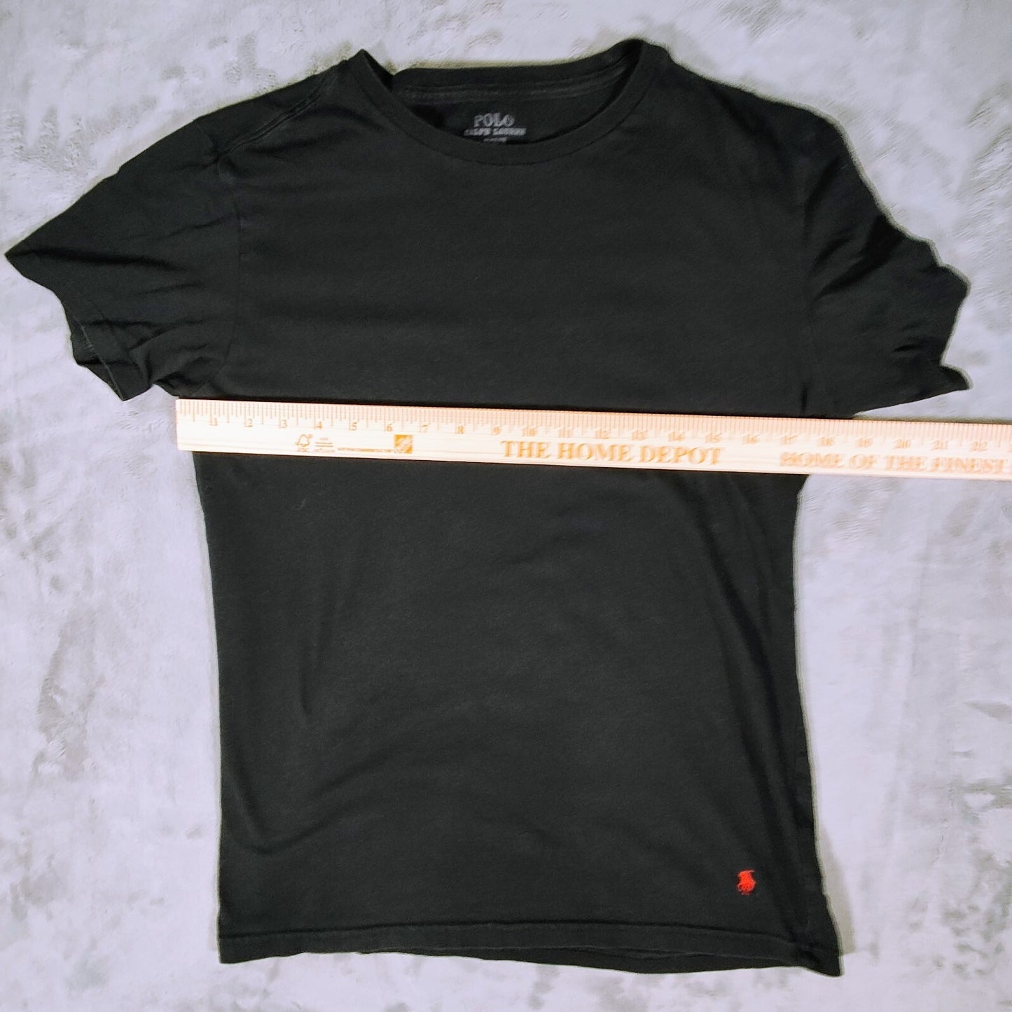 Polo Ralph Lauren Classic Fit Black Crew Neck T-Shirt Red Pony Hem Logo (M)