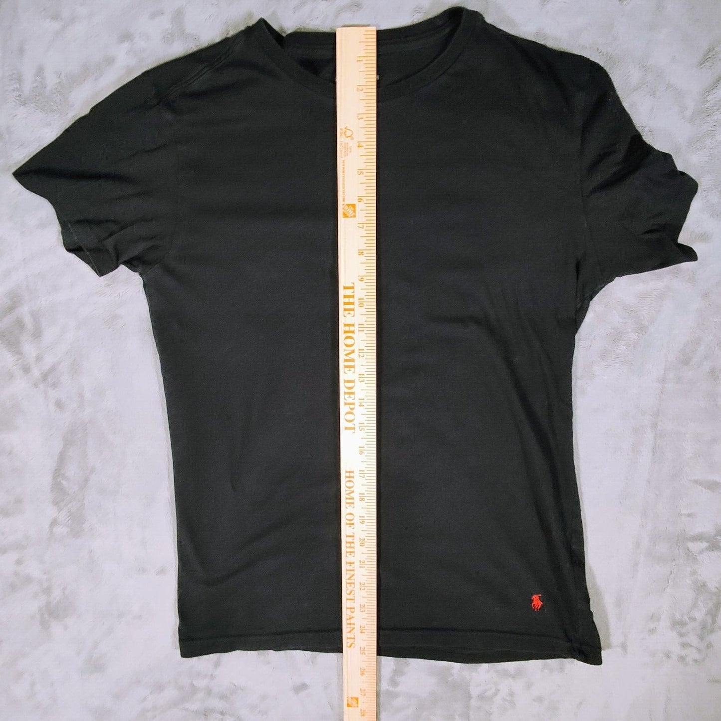Polo Ralph Lauren Classic Fit Black Crew Neck T-Shirt Red Pony Hem Logo (M)