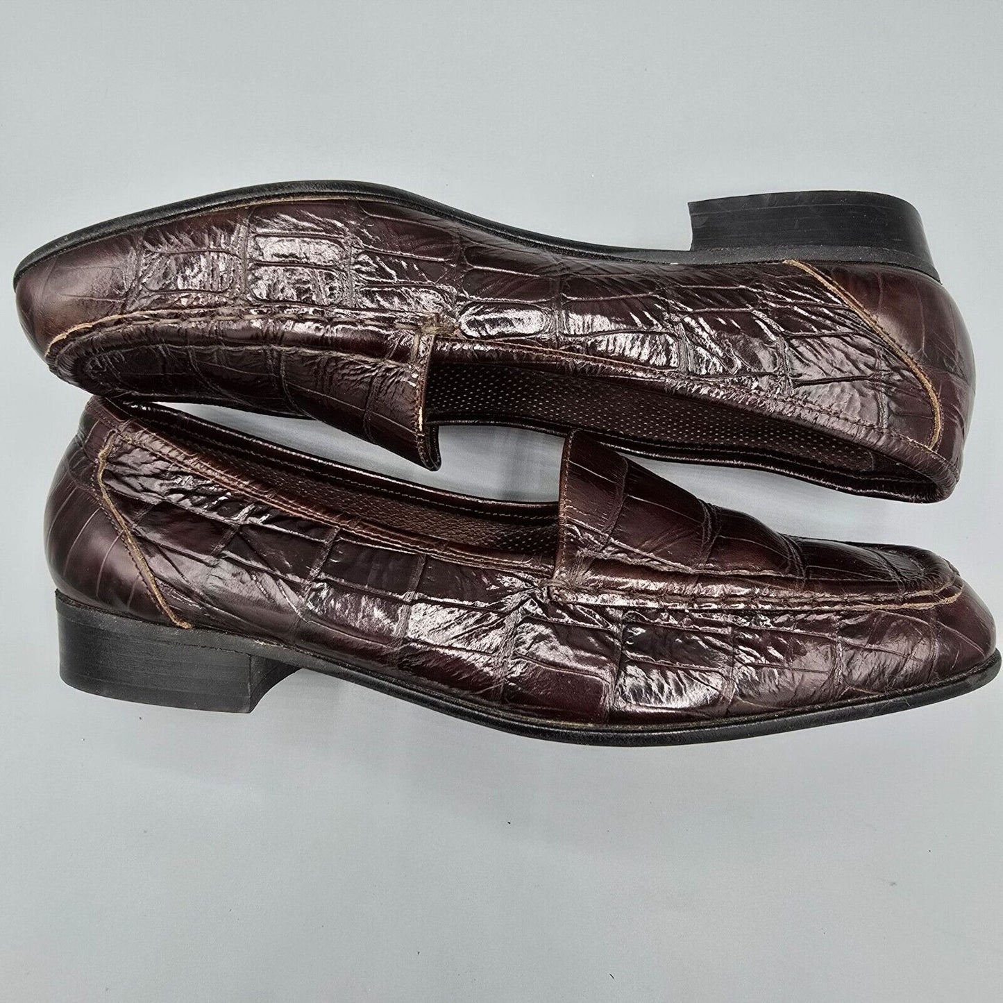 Vintage Women's Amalfi Italy Embossed Crocodile Print Leather Loafers (8.5B)