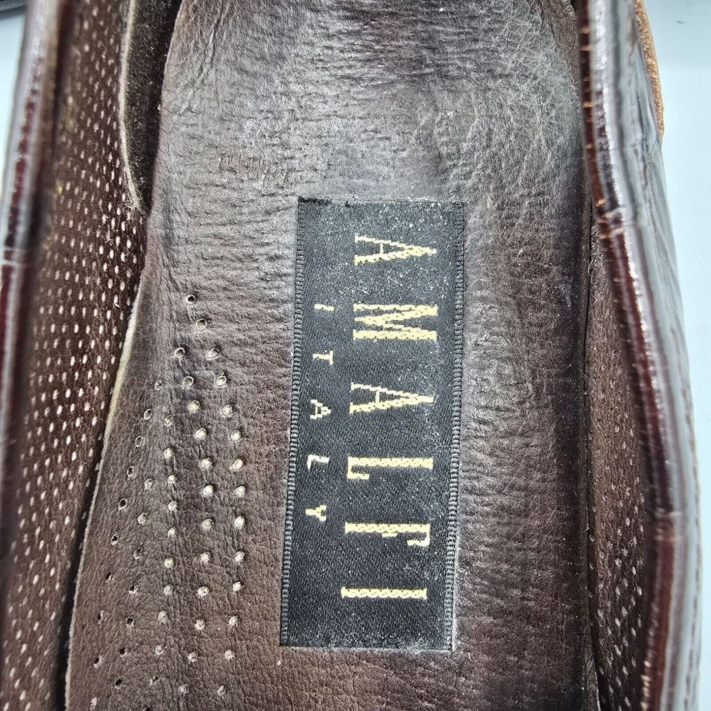 Vintage Women's Amalfi Italy Embossed Crocodile Print Leather Loafers (8.5B)
