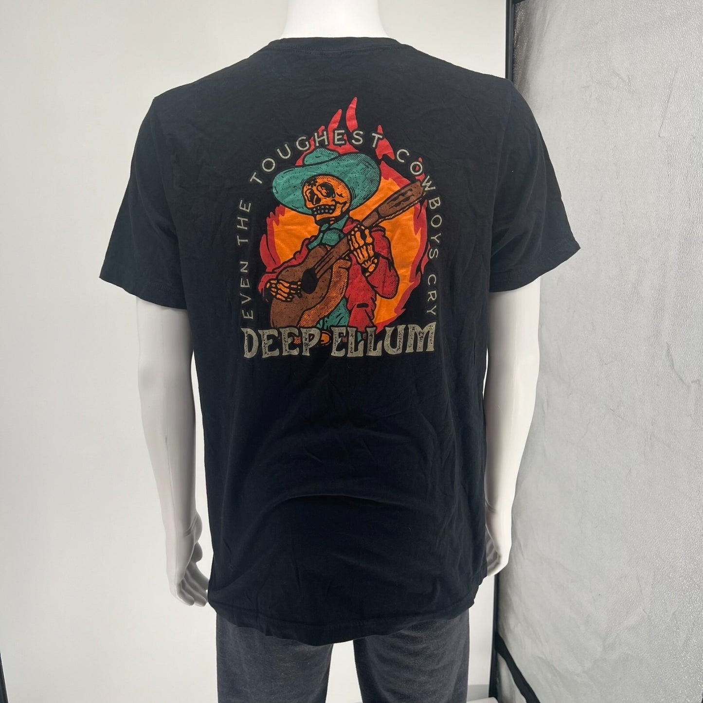 Deep Ellum Apparel "Even the Toughest Cowboys Cry" Graphic T-Shirt Black (XL)