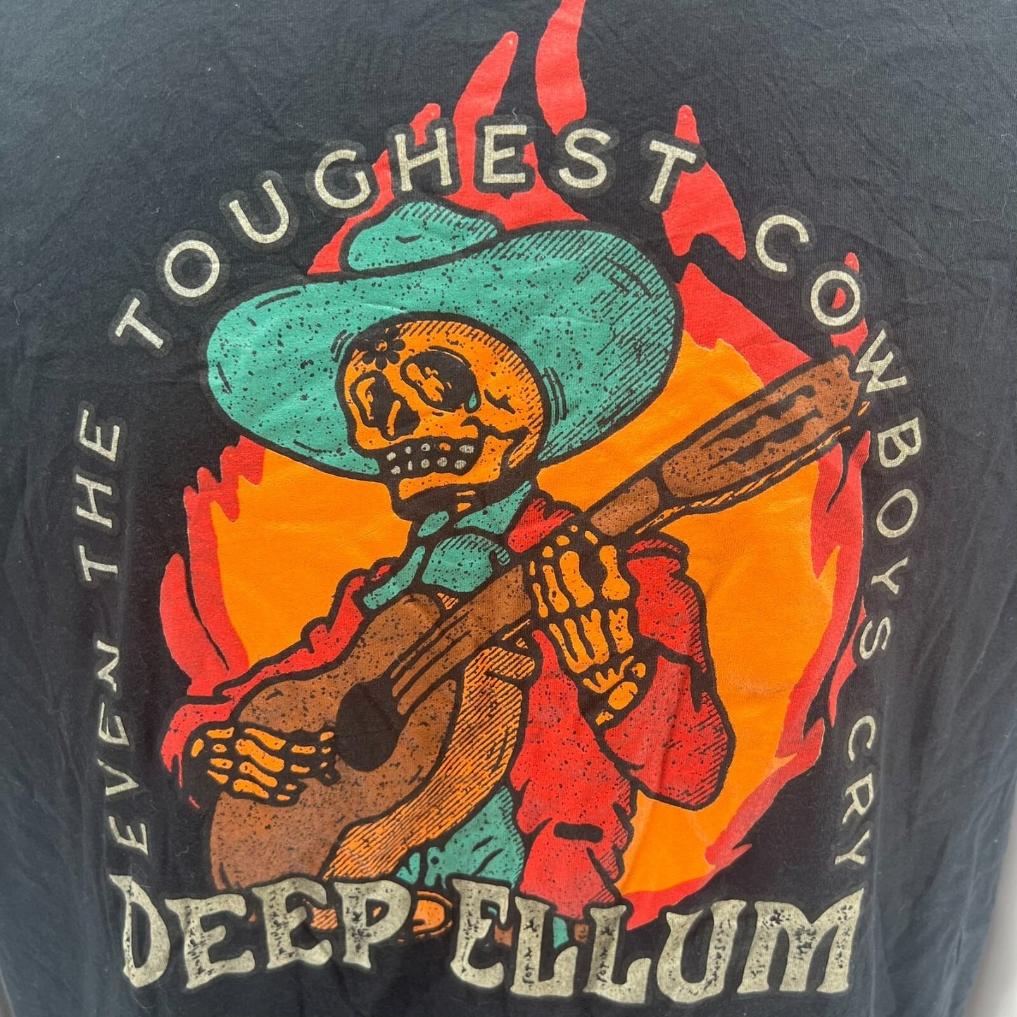 Deep Ellum Apparel "Even the Toughest Cowboys Cry" Graphic T-Shirt Black (XL)